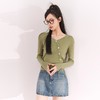 西遇薄款针织衫女2023春夏新款不规则设计感短款收腰V领长袖上衣10030918 商品缩略图4