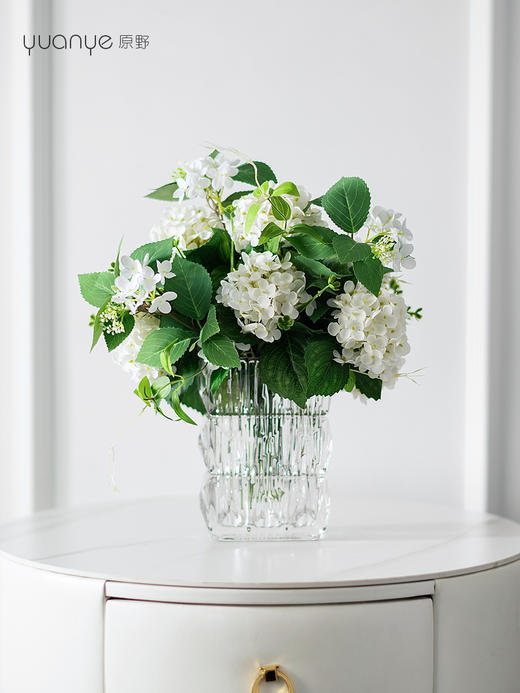 高品质绣球花仿真花束高档客厅茶几餐厅桌酒店摆花假花玻璃摆设件 商品图1