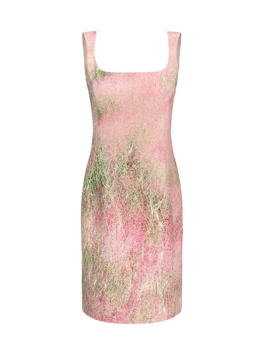 【迷雾酒杯】品牌定制印花沙漏方领修身连衣裙/23000040B 商品图4