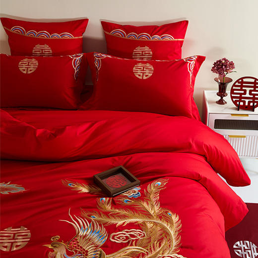佳丽斯全棉婚庆套件/龙凤呈祥/大红色婚嫁高级感喜被婚床 商品图5