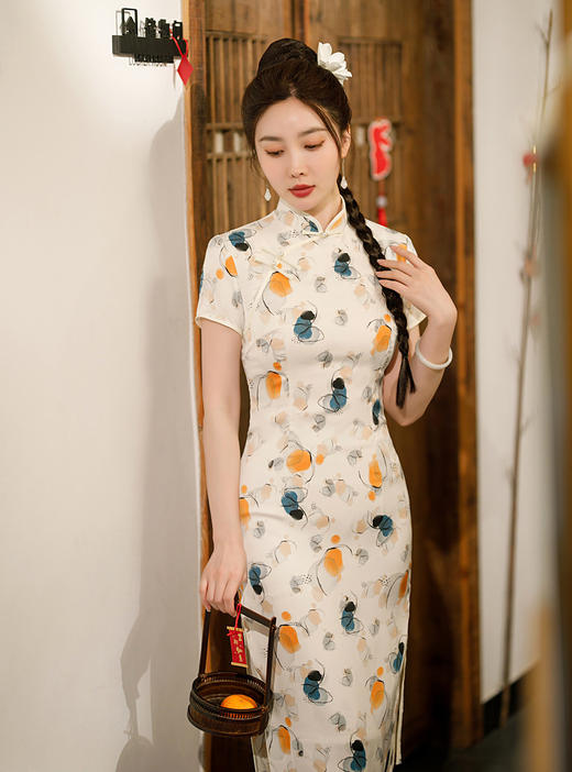 花罗双层旗袍，日常复古改良立领连衣裙旗袍ZA-82268 商品图2