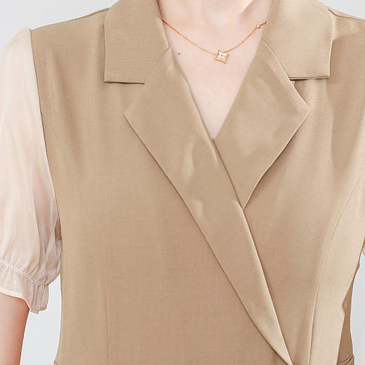 宽松休闲，西装领中长款连衣裙夏季新款短袖裙纯色连衣裙QYM-XY-23Q18-Y 商品图3