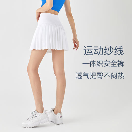 Leorrey乐拉运动防走光假两件外穿防晒网球百褶裙运动半身裙跑步短裙 商品图3