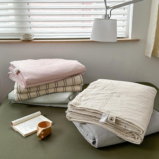 【水洗棉夏被】水洗棉夏被大豆纤维夏凉被条纹纯色空调被夏天被子 商品图1