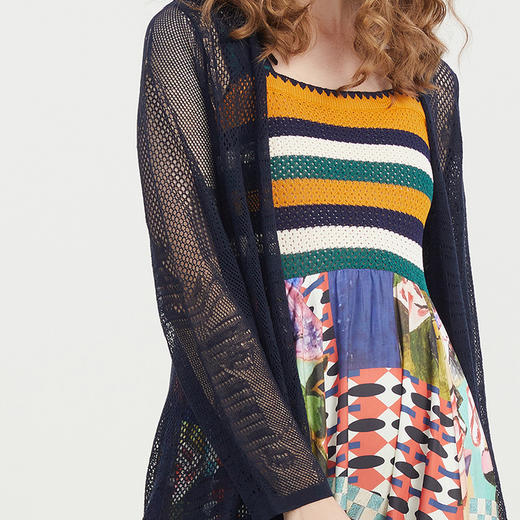 谜底长款针织开衫2023夏季新款复古气质薄款长袖外套女232MZ0889 商品图3