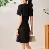通勤气质，赫本风小香黑色贴布口袋撞色金属扣假两件连衣裙WLZD-2303906 商品缩略图1