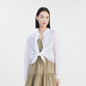谜底薄款衬衫长袖女2023夏新款H型后背系带纯色衬衣防晒232MC0602