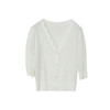 谜底针织衫短袖女2023夏季新款小清新设计感V领针织开衫232MZ0856 商品缩略图4