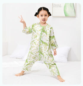 23X贝谷贝谷幸运铃兰竹棉纱布分腿睡袋草绿色L码（不夹棉）( 90cm*38cm )