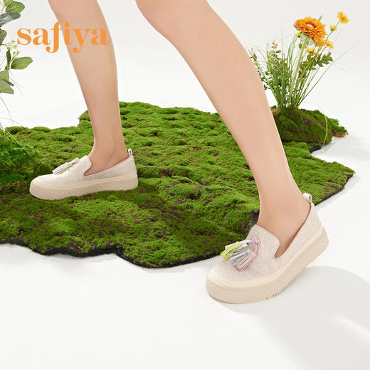 Safiya索菲娅 2023春季新品闲适度假风休闲流苏软底增高渔夫鞋 SF31111150 商品图7