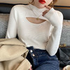 半高领打底衫女秋冬2022新款镂空设计感小众高级中领毛衣针织上衣 商品缩略图3