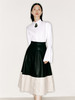 【千层】下摆三层拼接PU皮撞色A字伞裙/2300024 商品缩略图1