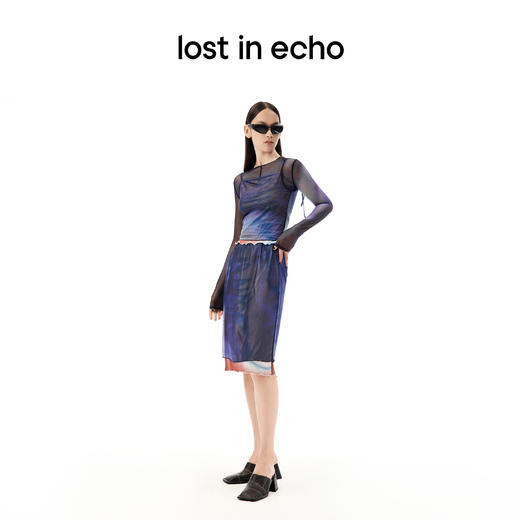 lost in echo设计师品牌胶囊系列缝线拼接方头粗跟牛仔真皮高跟凉拖 商品图2