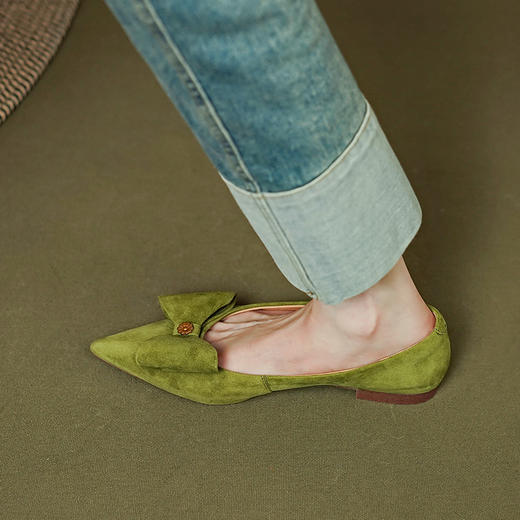 蝴蝶结平底舒适，绒面时尚单鞋PS1261 商品图2