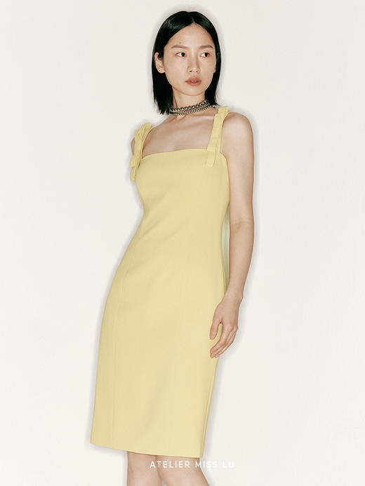 【碳酸心情】蝴蝶结吊带方领修身连衣裙/23000036B 商品图2