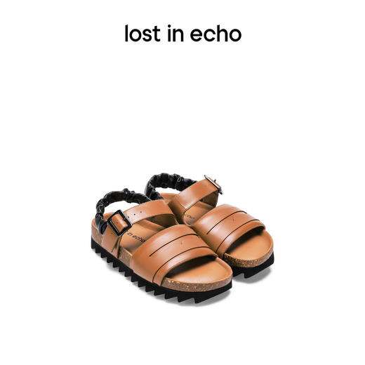 lost in echo设计师品牌胶囊系列露趾弹力鞋口扣带乐福平底凉鞋女 商品图0