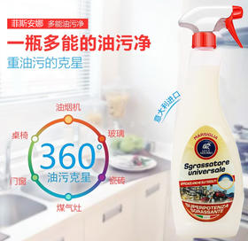 【中欧班列精选】意大利LUCE AZZURRO菲斯安娜多功能油污净 原装进口厨房多功能油烟机油污净 750ML/瓶