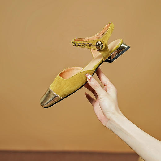 里外全头层皮，法式女人味包头凉鞋PS1265 商品图6