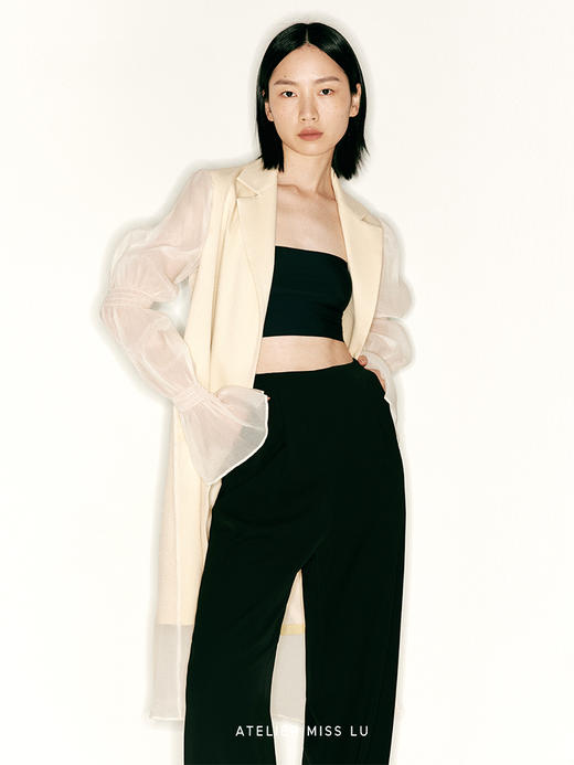 【水中影】柔纱覆盖藕节袖飘逸风衣/23000035 商品图3