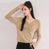 西遇薄款针织衫女2023春夏新款不规则设计感短款收腰V领长袖上衣10030918 商品缩略图0