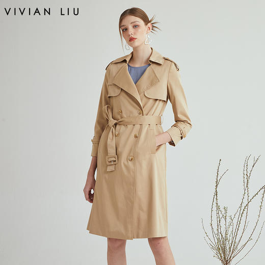 VIVIAN LIU R2313106春女装新款翻领宽松经典气质高级感长款风衣 商品图0