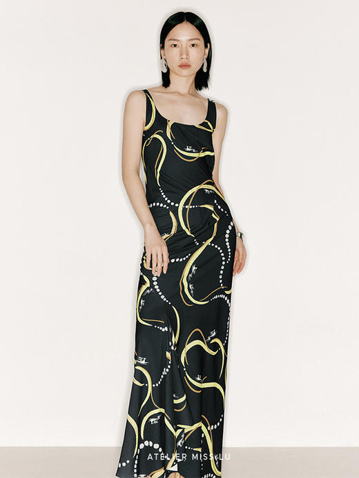 【美杜莎】品牌定制印花不规则裙摆立裁连衣裙/230000010B 商品图1