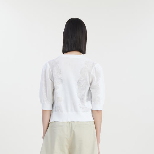 谜底针织衫短袖女2023夏季新款小清新设计感V领针织开衫232MZ0856 商品图2