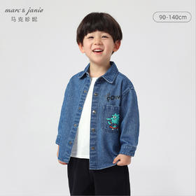马克珍妮春装新款 男童口袋印花全棉牛仔外套230218