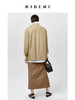 HIDEMI 水洗亚麻极简廓形纽扣垫肩西装外套 白色/卡其 商品缩略图9