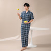 康妮雅2023春夏男士睡衣男式短袖长裤开襟套装 商品缩略图4