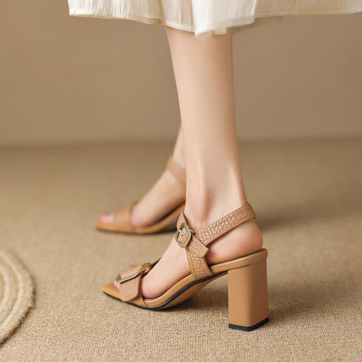 时尚通勤，纯色金属扣真皮凉鞋DP-9700 商品图7