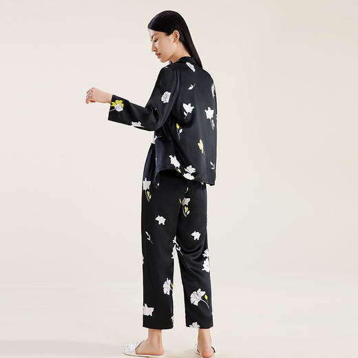 【真丝珍珠缎】100%桑蚕丝女印花时尚不易皱衣裤套可外穿春夏金三塔  YSFDB202 商品图3