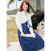 两三事一人相伴 春夏新款时尚单边背带裙系扣高腰牛仔半身裙S23CKB050 商品缩略图3