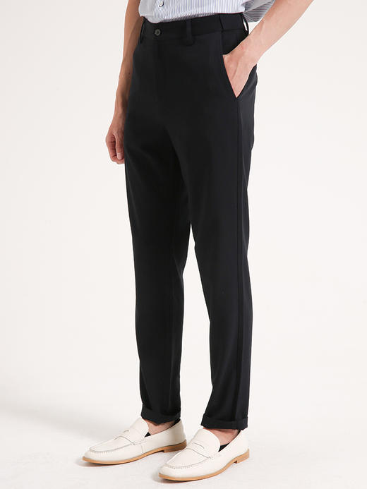 callisto藏青粘纤混纺休闲裤 SSCPW130C 商品图1