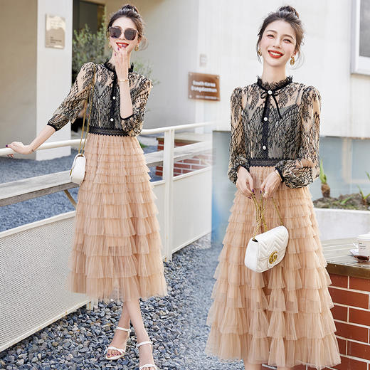 夏季新款，蕾丝拼接修身舒适裙HR-BBL2307-1 商品图0