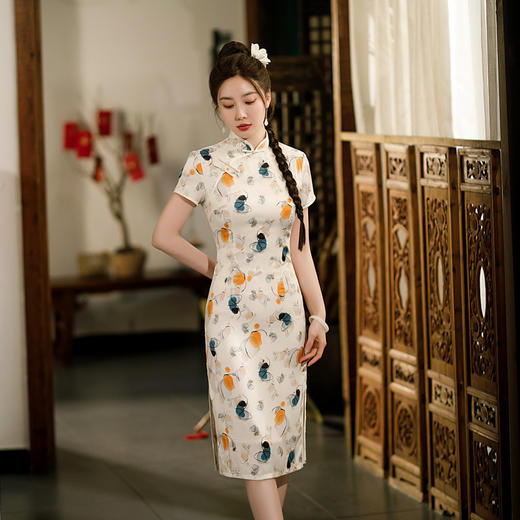 花罗双层旗袍，日常复古改良立领连衣裙旗袍ZA-82268 商品图0