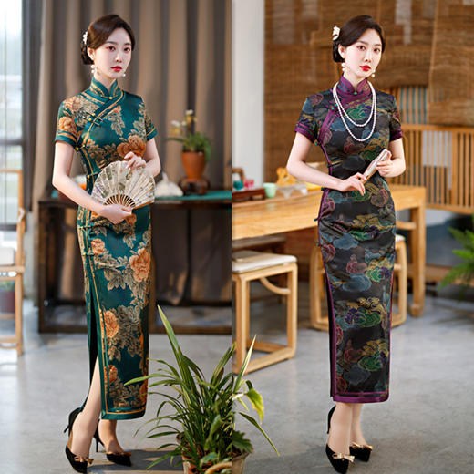 老上海复古民族风传统长款宽边旗袍2023春新款改良中老年女士旗袍 商品图3