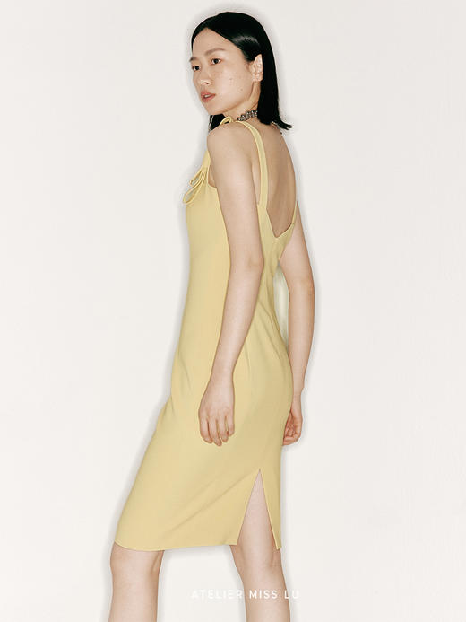 【碳酸心情】蝴蝶结吊带方领修身连衣裙/23000036B 商品图3