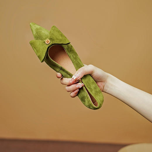 蝴蝶结平底舒适，绒面时尚单鞋PS1261 商品图4