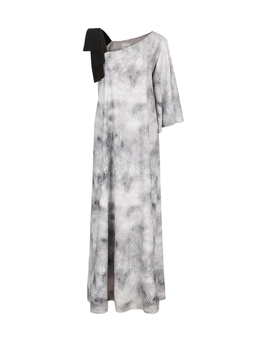 【玛丽皇后】品牌定制印花斜肩扇形单袖廓形长裙/23000008 商品图4