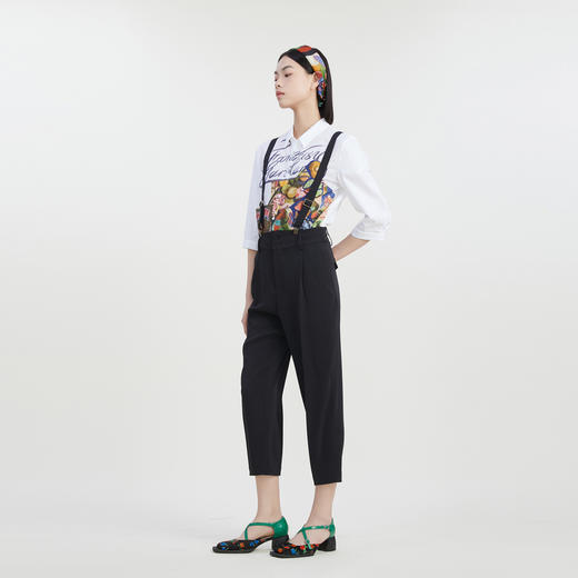 谜底背带裤女2023夏季新款时尚休闲亲肤舒适纯色九分裤232MK0538 商品图1