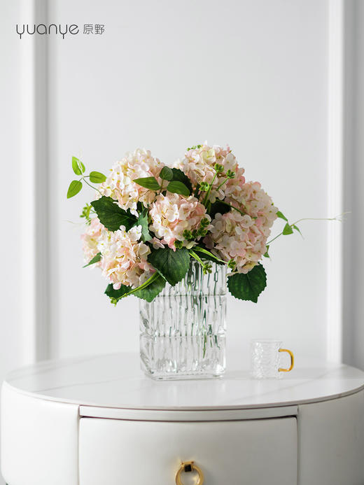 高品质绣球花仿真花束高档客厅茶几餐厅桌酒店摆花假花玻璃摆设件 商品图7