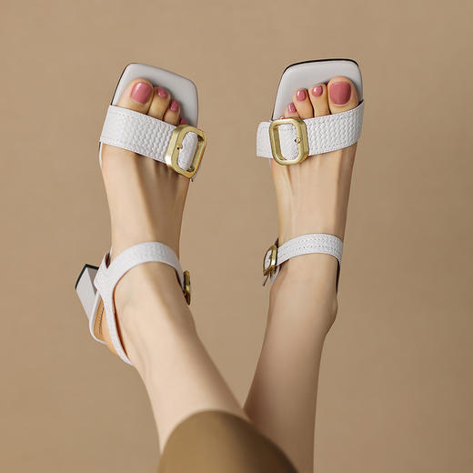 时尚通勤，纯色金属扣真皮凉鞋DP-9700 商品图5