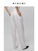 HIDEMI 水洗亚麻极简宽腰带设计感微锥形西裤 白色/米色 商品缩略图5