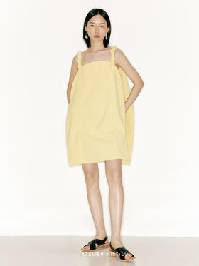 【蛋壳少女】蝴蝶结肩带椭圆蛋壳造型连衣裙/23000033B