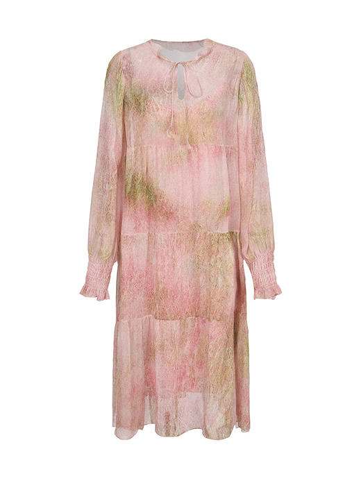 【行云流水】品牌定制印花桑蚕丝两件套长裙/23000043 商品图4