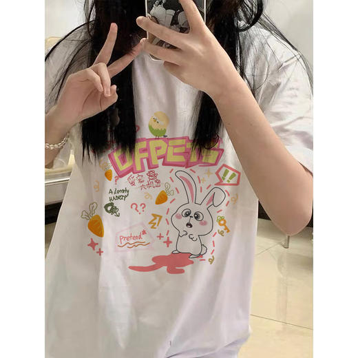 卡通小熊少女T恤春装新款2023夏季短袖小个子设计感小众白色上衣 商品图7