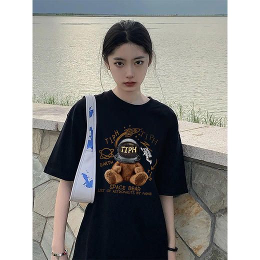 卡通小熊少女T恤春装新款2023夏季短袖小个子设计感小众白色上衣 商品图3