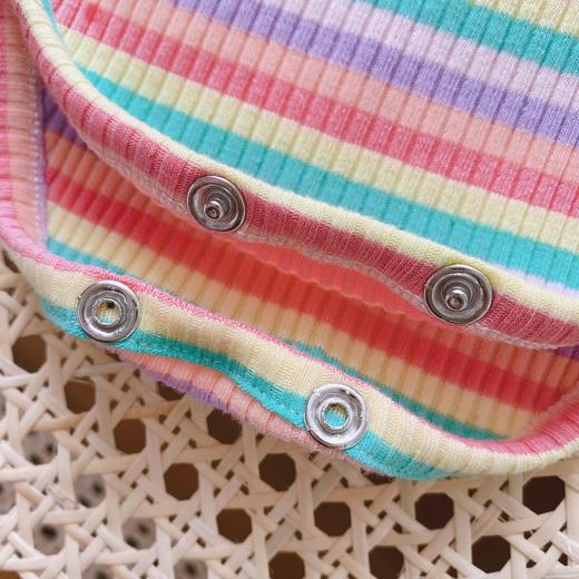 婴儿吊带包屁衣 0-2岁婴儿彩虹条纹哈衣婴儿翅膀连体衣新生儿衣服 商品图3