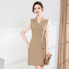 宽松休闲，西装领中长款连衣裙夏季新款短袖裙纯色连衣裙QYM-XY-23Q18-Y 商品缩略图0